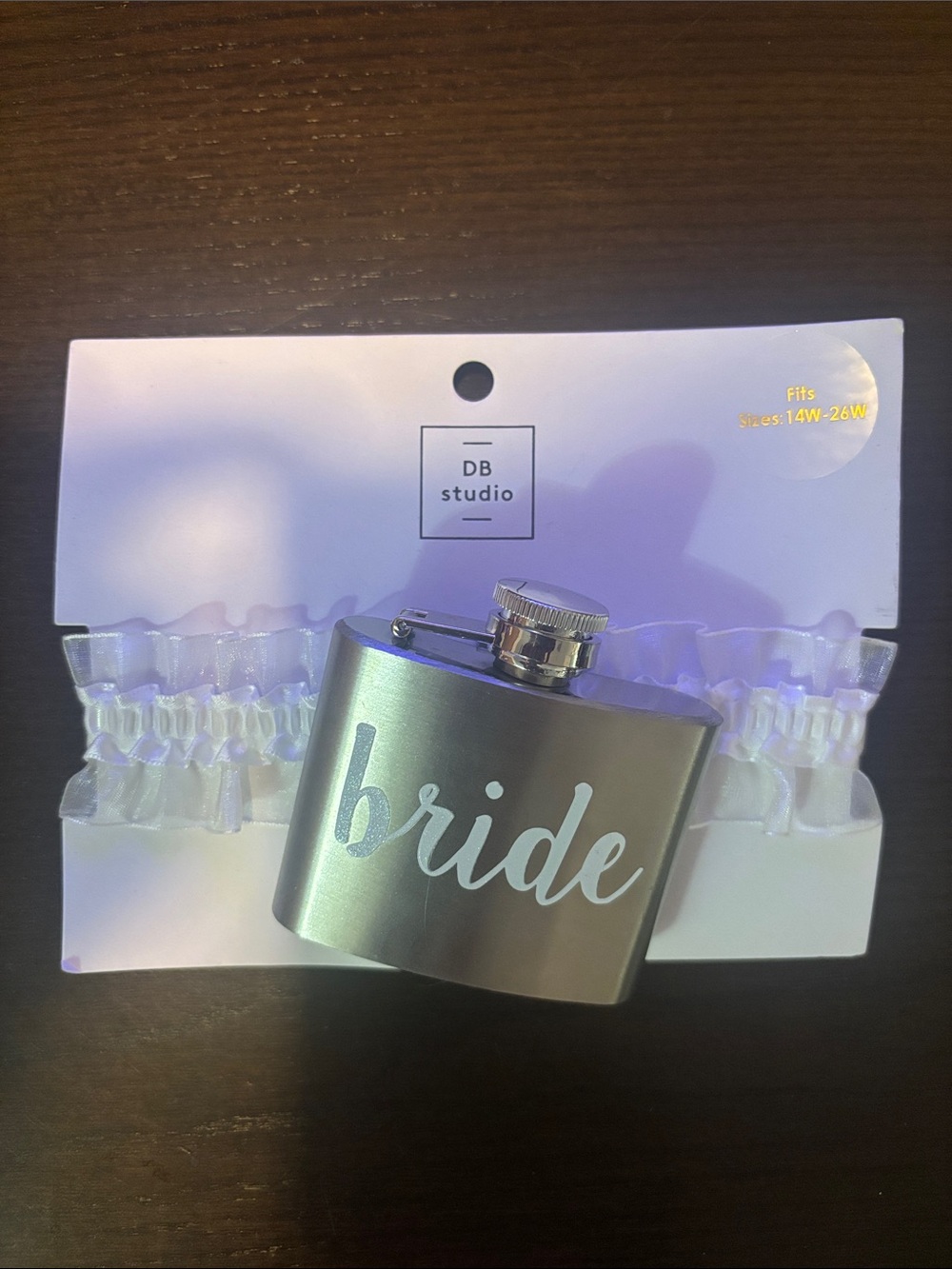 David’s Bridal DB Studio Silver 'Bride' Flask Garter - Silver Bride Accessory